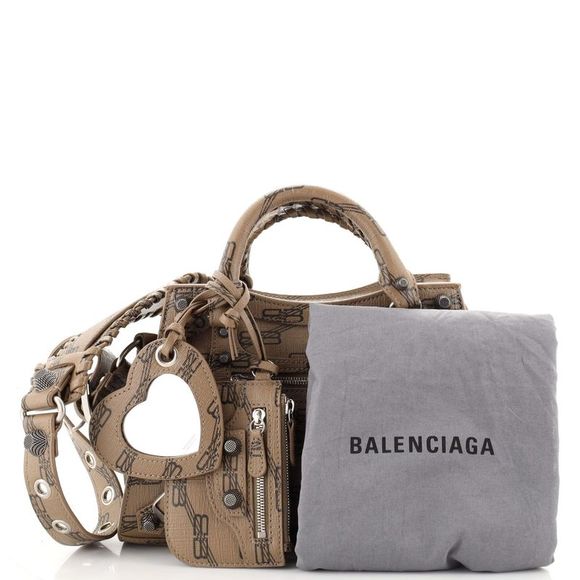 Balenciaga Neo Cagole City Bag BB Monogram Coated Canvas XS Brown - Picture 2 of 7